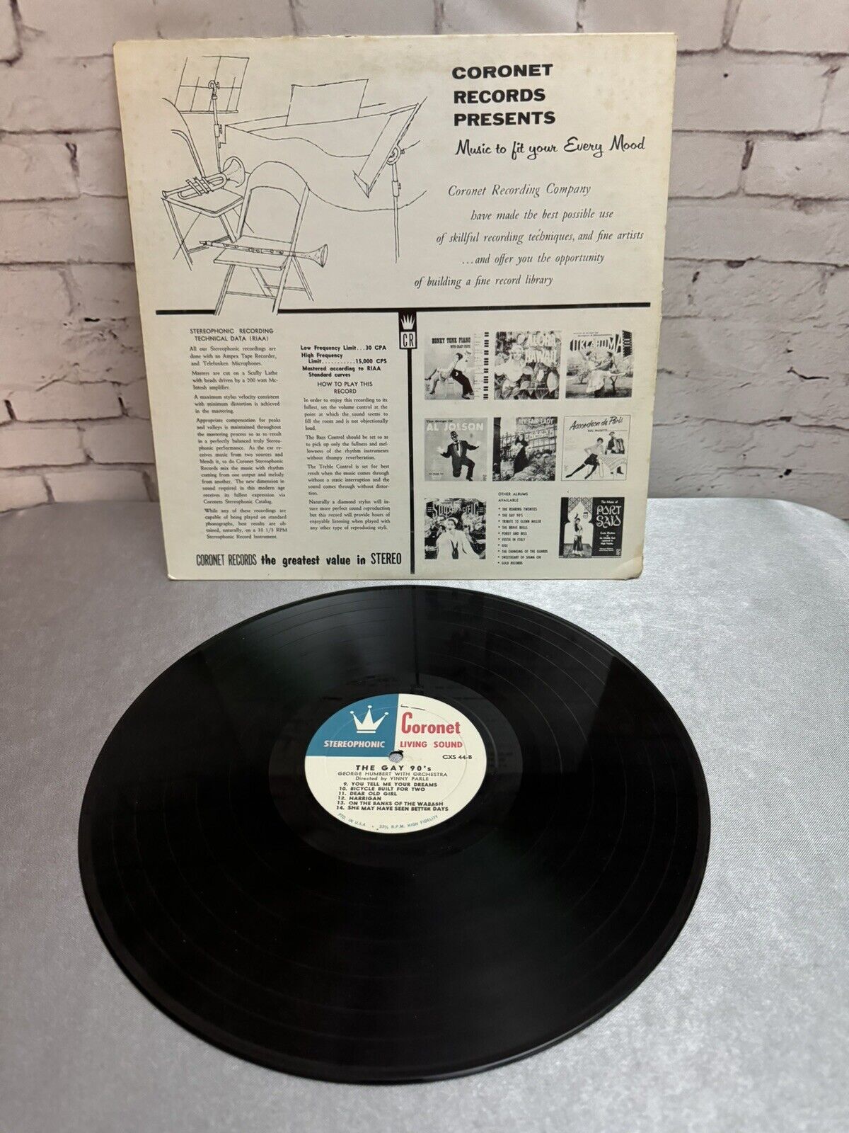 The Gay 90's Vinyl CXS-44 Coronet Living Sound Music 1890-1900 Steampunk*R21