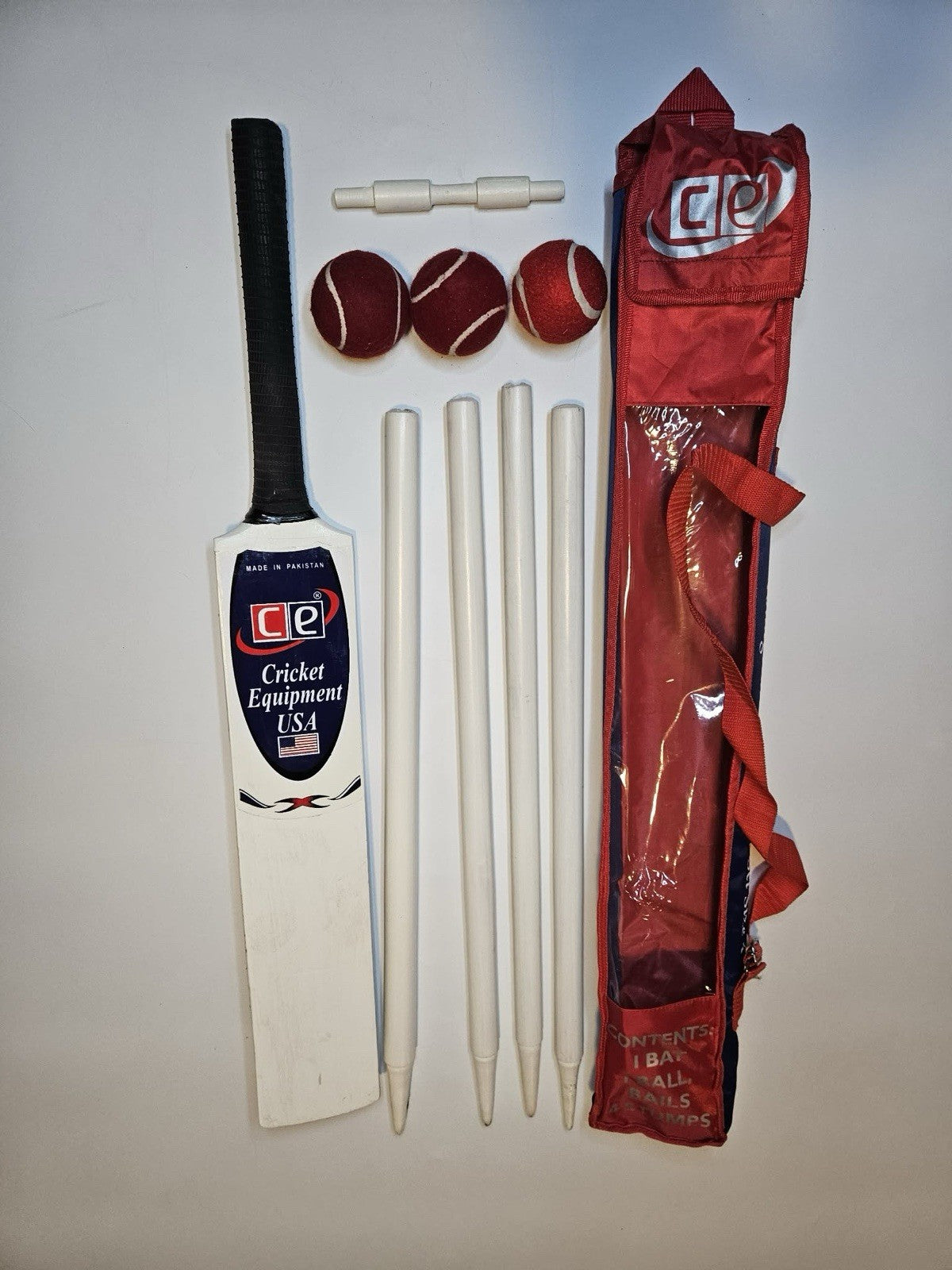 Junior Cricket Bat Set Wooden Gift Size 4, 6 Includes Stumps Balls Bat Case...