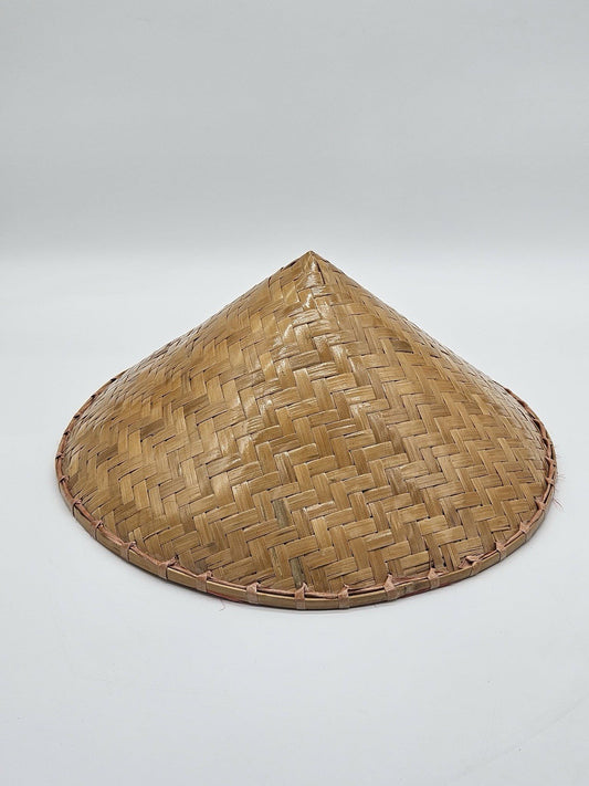 Vintage Woven Asian Rice Hat Bamboo Conical Farmer Hat