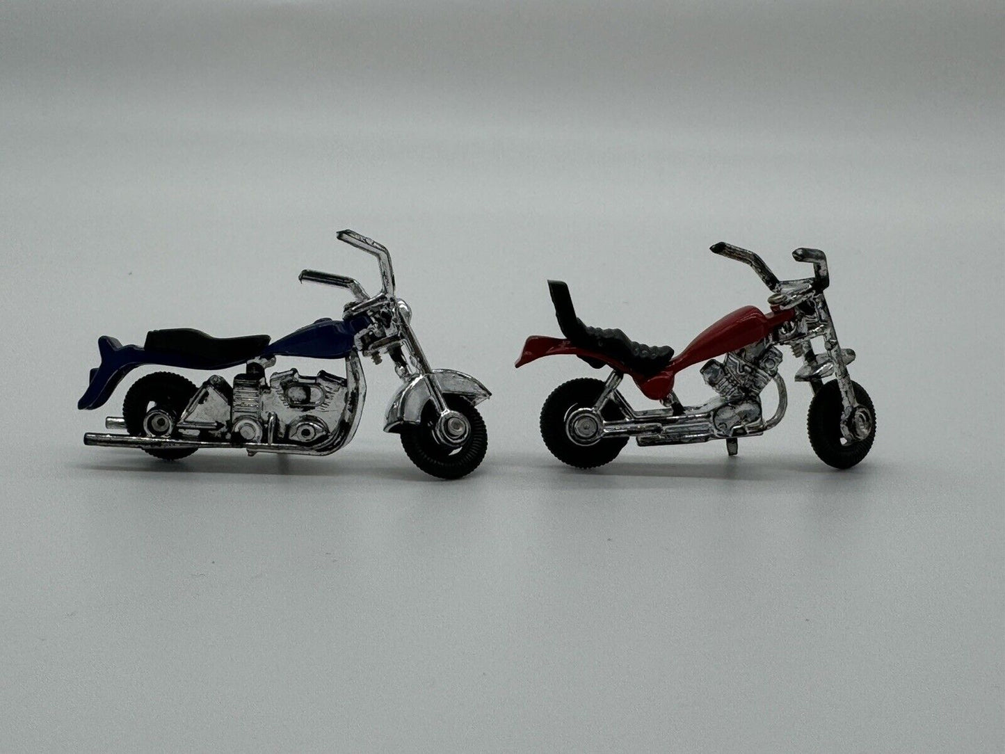 Two Unbranded Diecast & Plastic Motorcycle Chopper Toys