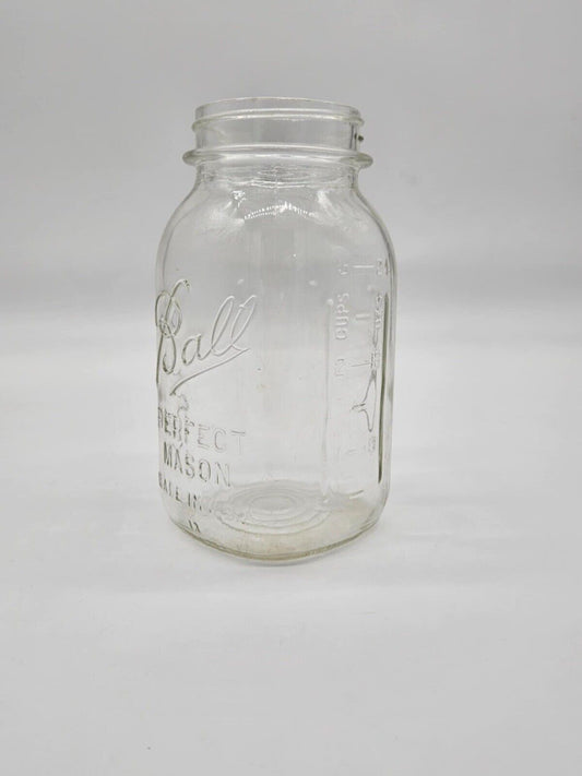 Ball Perfect Mason Vintage 1 Quart Regular Mouth Clear Glass Canning Jar 17B