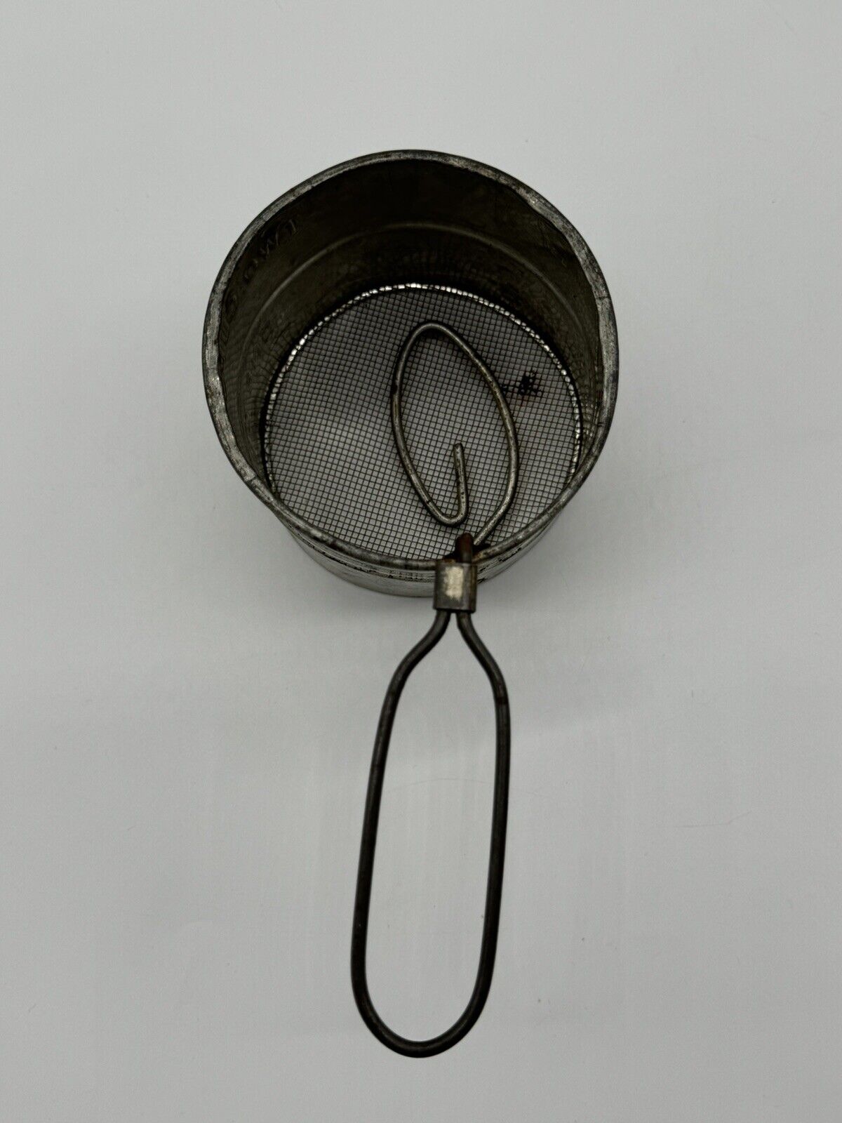 Vintage KITCHEN Two Cups Full METAL FLOUR SIFTER Hand Held Made in USA