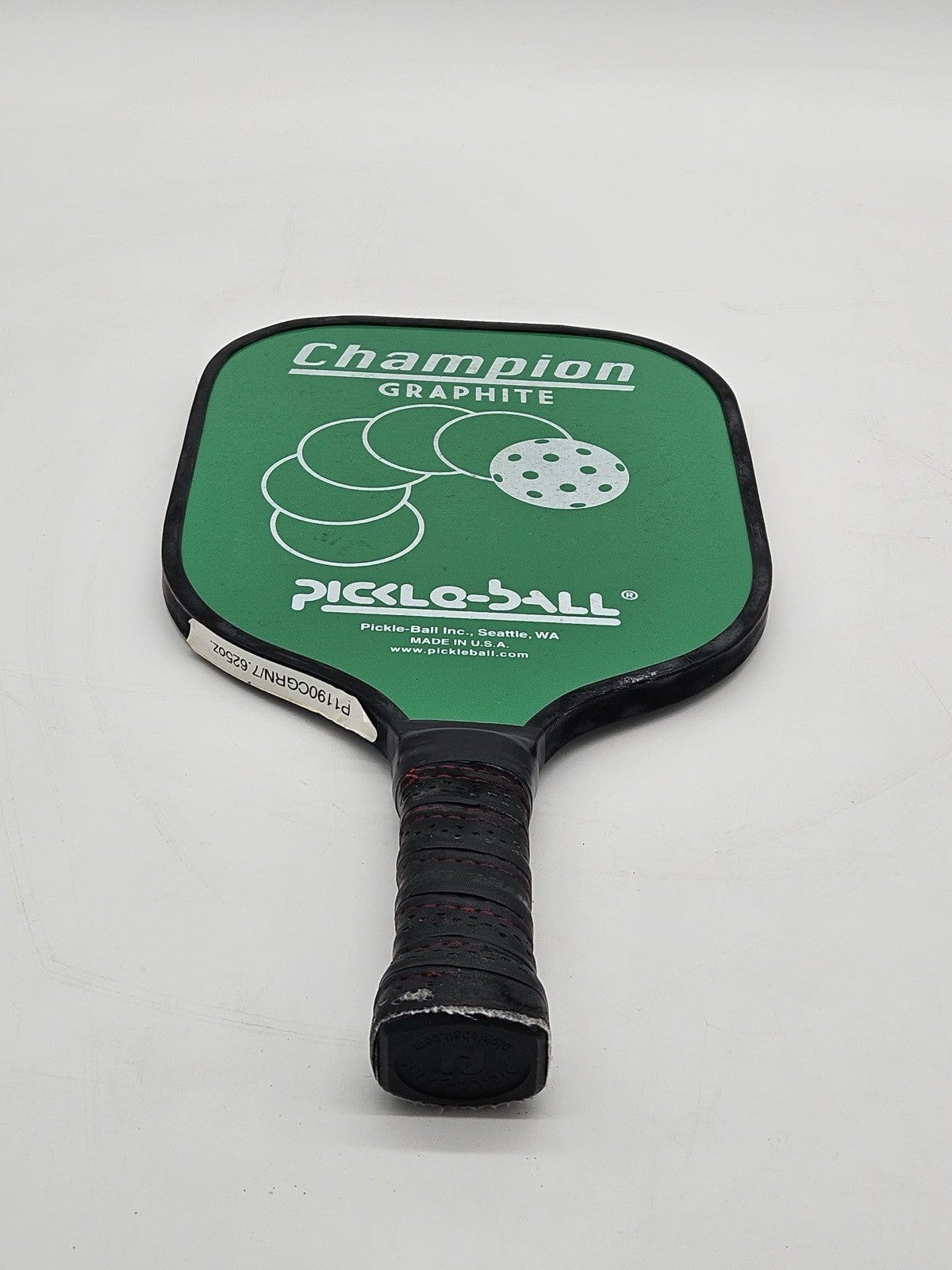 CHAMPION PICKLE-BALL PADDLE-USA MADE GREEN-WHITE GREAT CONDITION-15.5" LONG