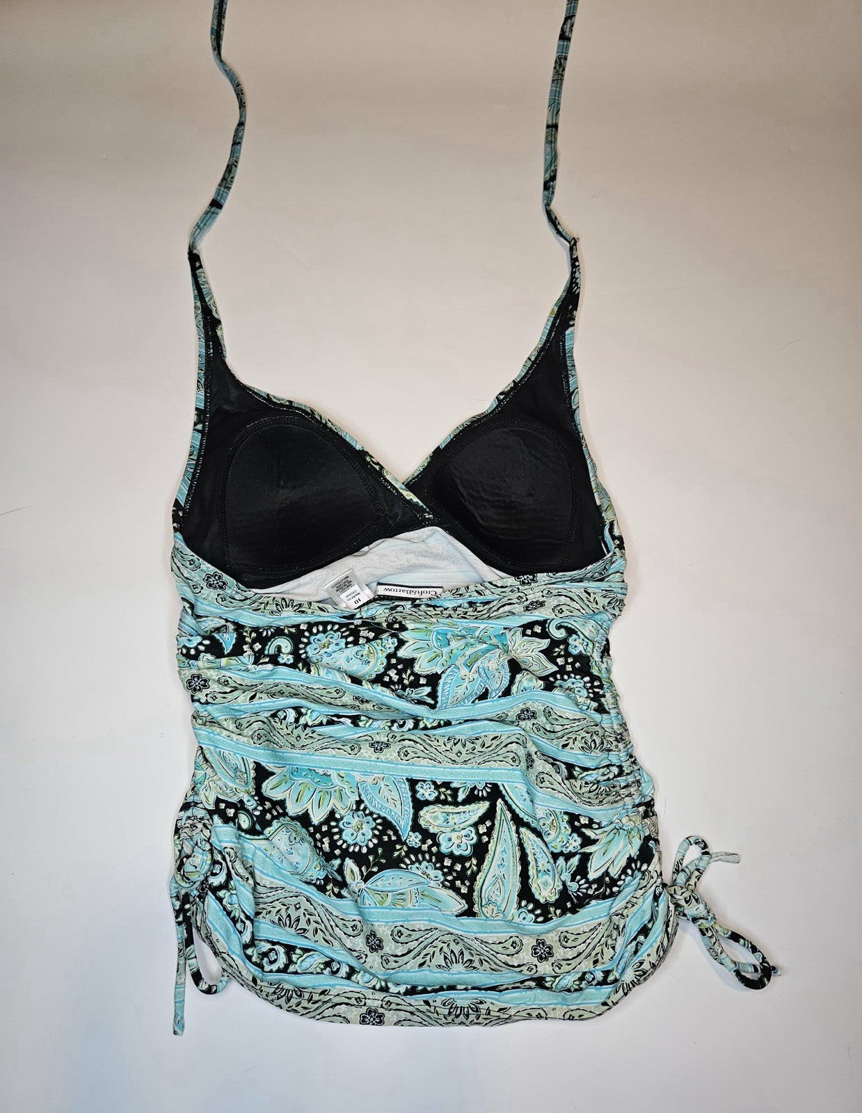 Croft & Barrow Women’s Paisley Tankini Swim Top Size 10 Adjustable Side Tie