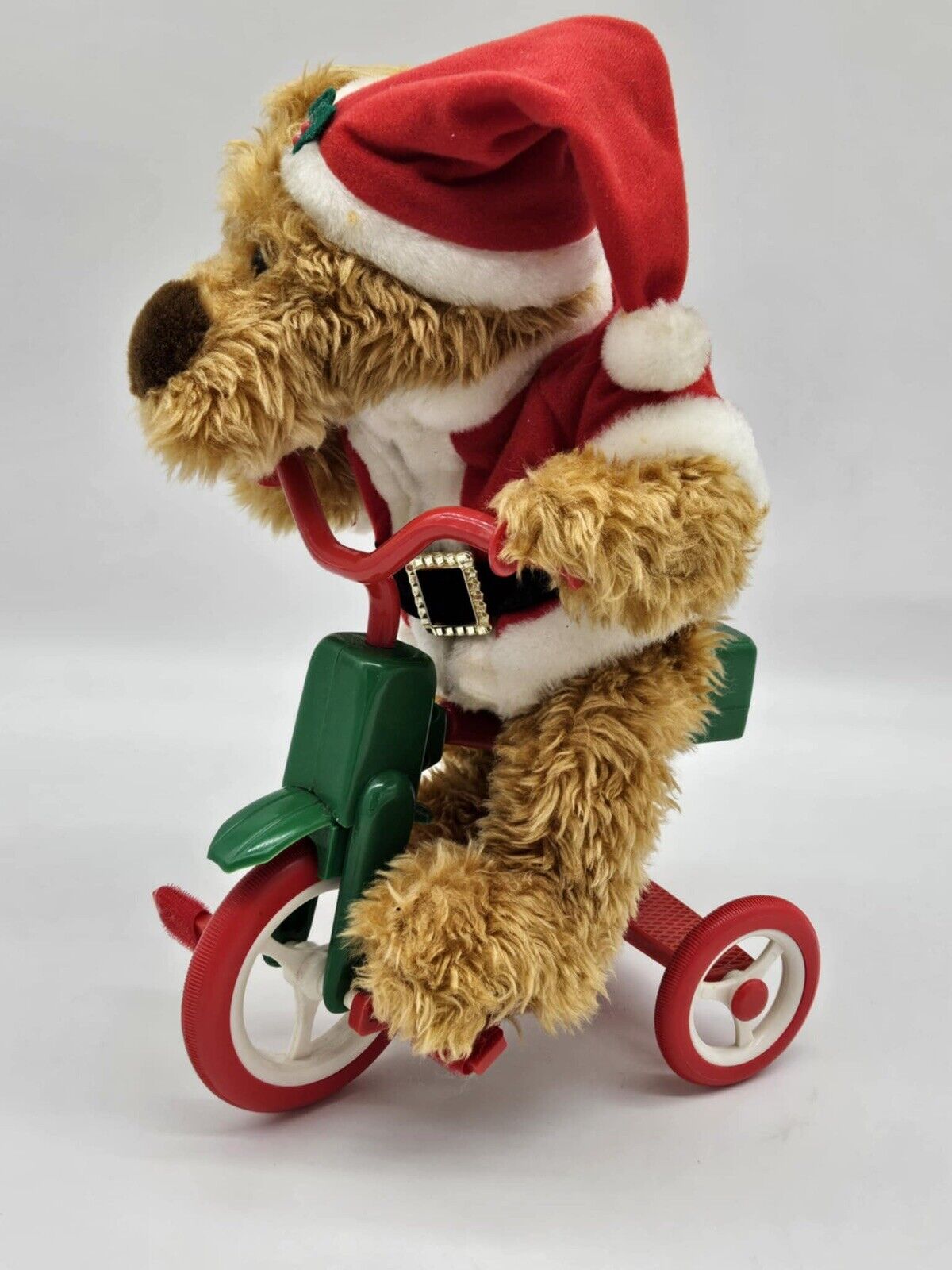 Musical Santa Bear On Bike 12 Songs Rides Tricycle Vtg 1997 AVON