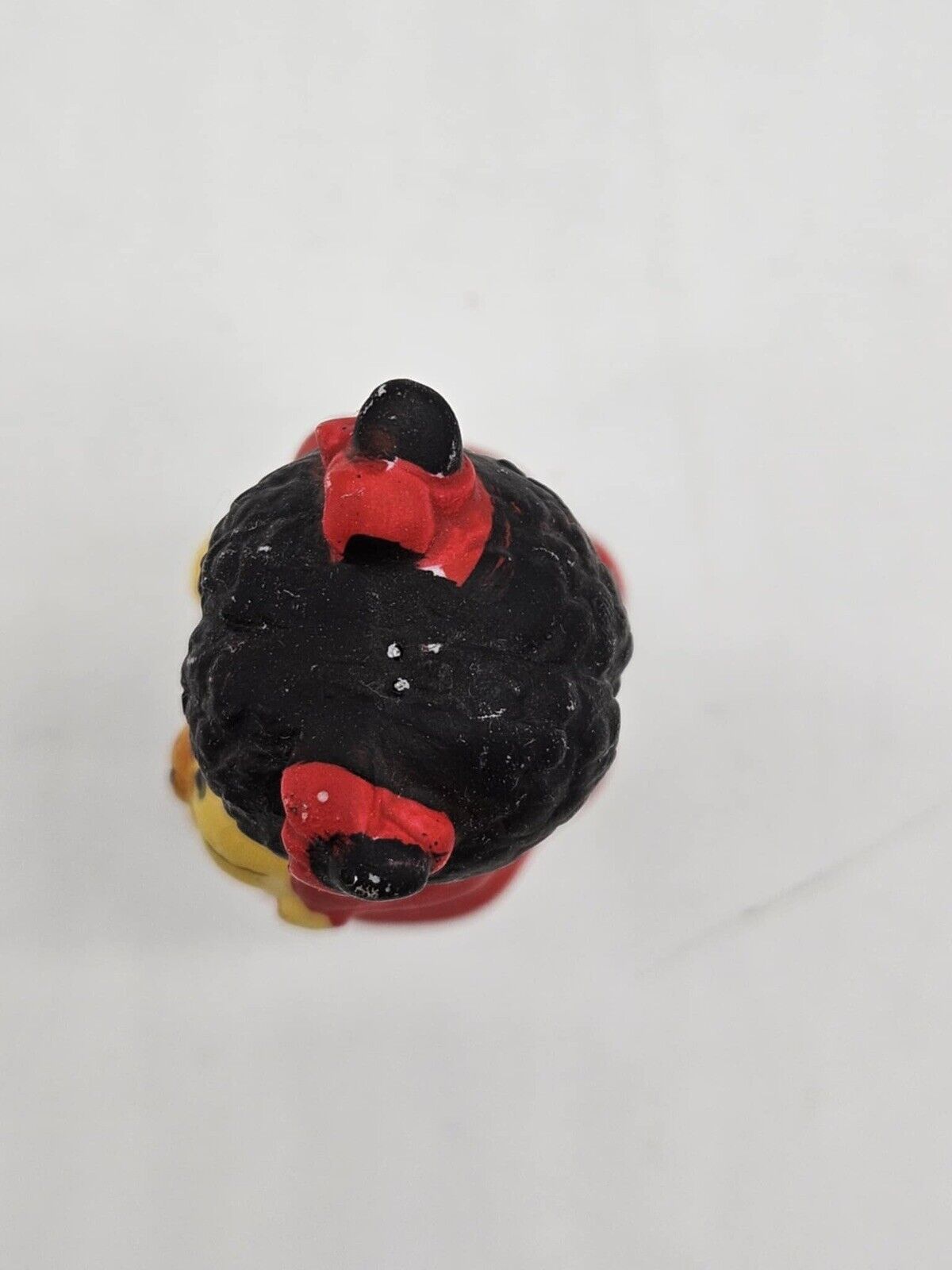 VINTAGE HAND PAINTED BISQUE GIRL HOLDING A TEDDY BEAR 3” ORNAMENT  (CB2985)