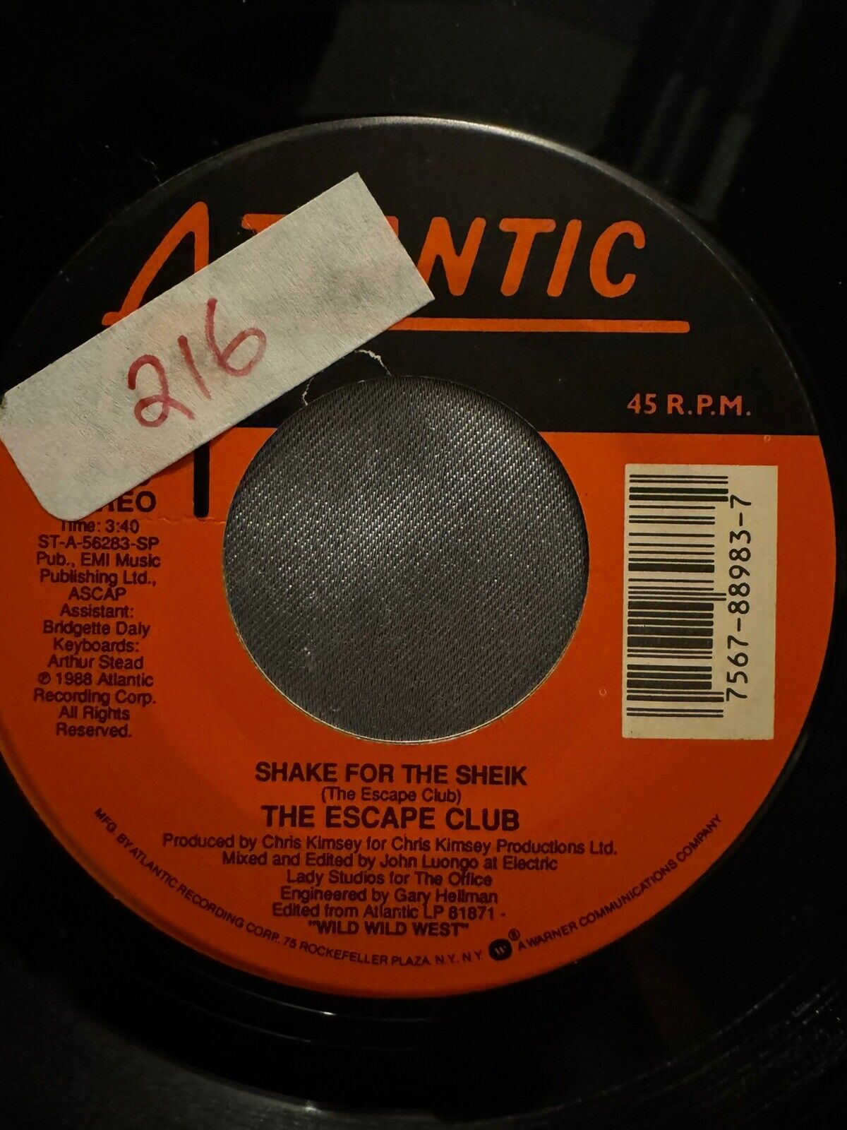 THE ESCAPE CLUB Shake For The Sheik 45 Atlantic Rec 7-88983 US 1988 VG++ B2