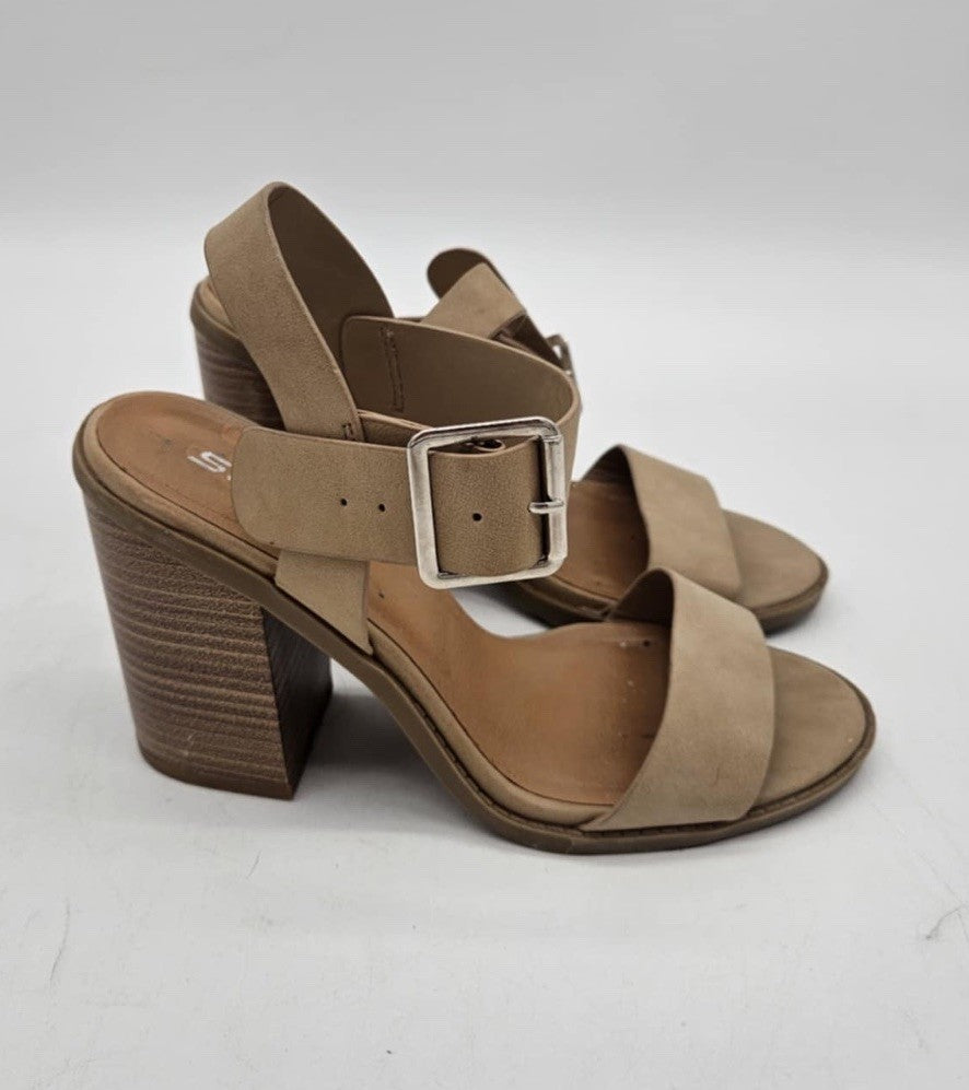 Soda Beige Strapped High Heeled Sandal ~ Sz 7.5