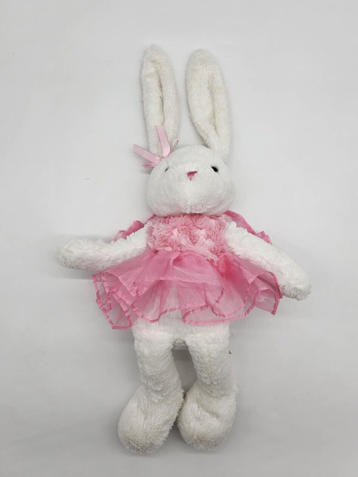 DAN DEE White BUNNY Rabbit Pink Tutu Bow 18" Soft Plush Dandee 2017 MTY