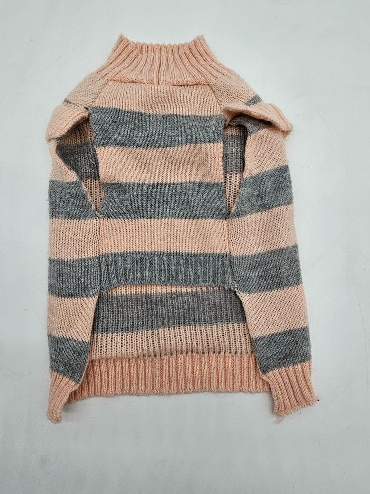 Vibrant Life Pink Gray Striped Dog Sweater Size Small Floral Accent - Small
