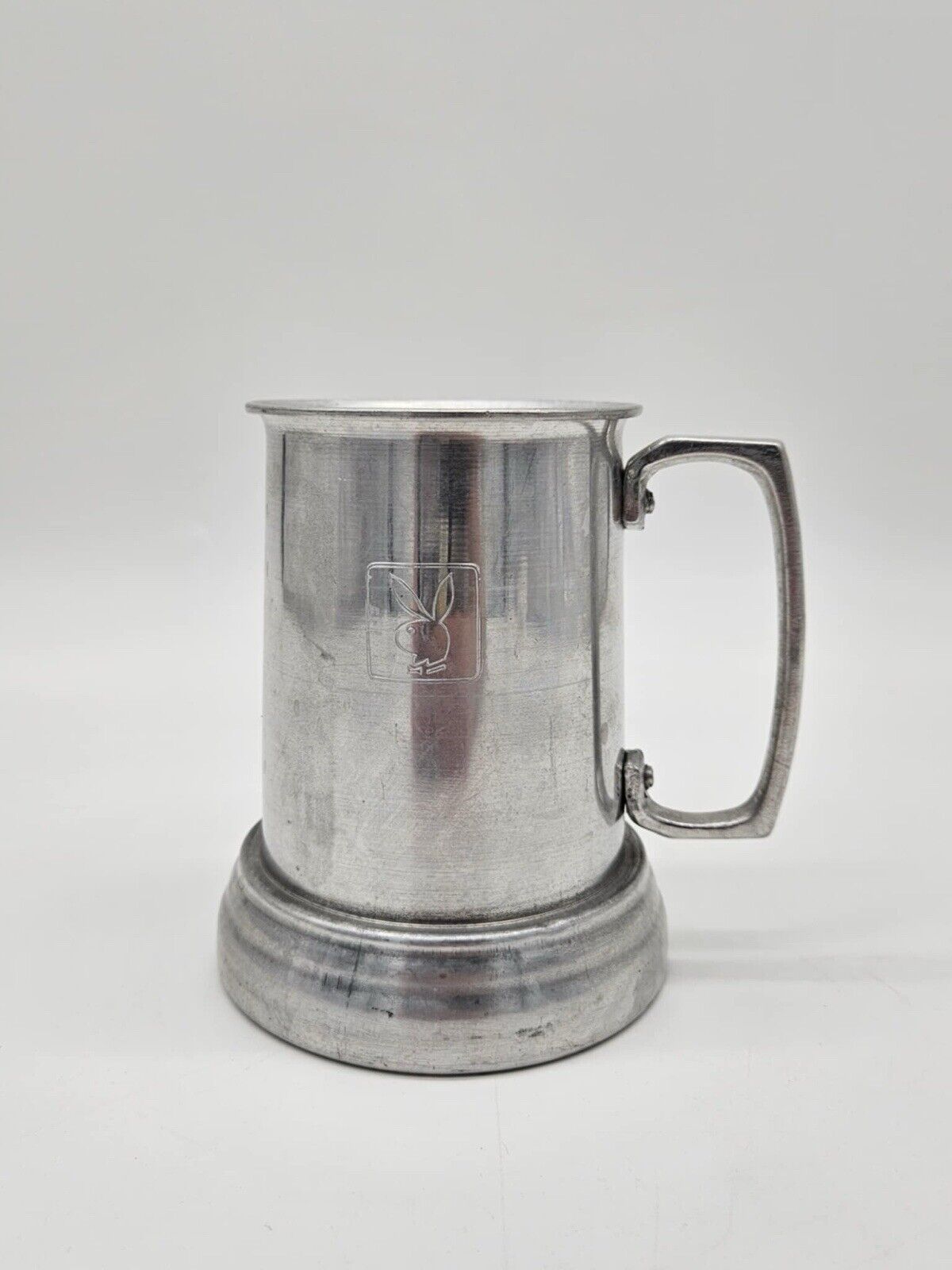 Vintage Playboy Club Bunny Tankard Aluminum Stein Mug W/ Glass Bottom 1960-1970