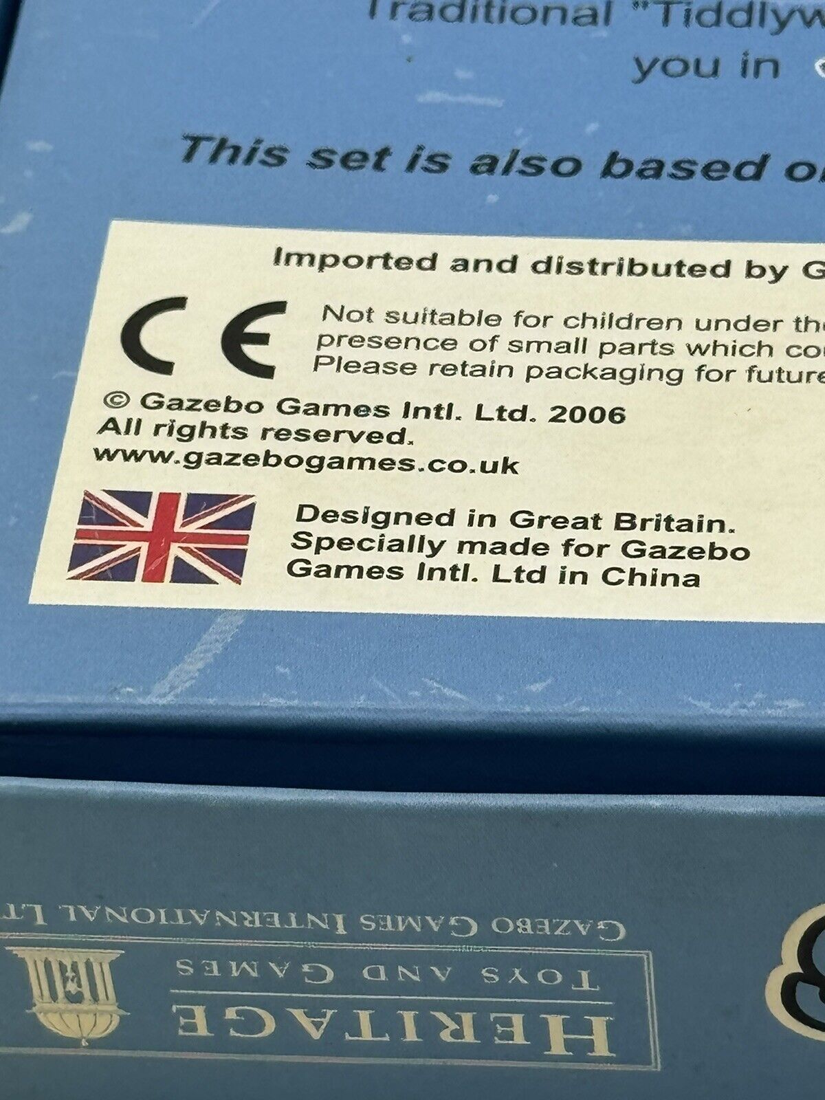 TIDDLY WINKS VON HERITAGE TOYS AND GAMES  ENGLISH