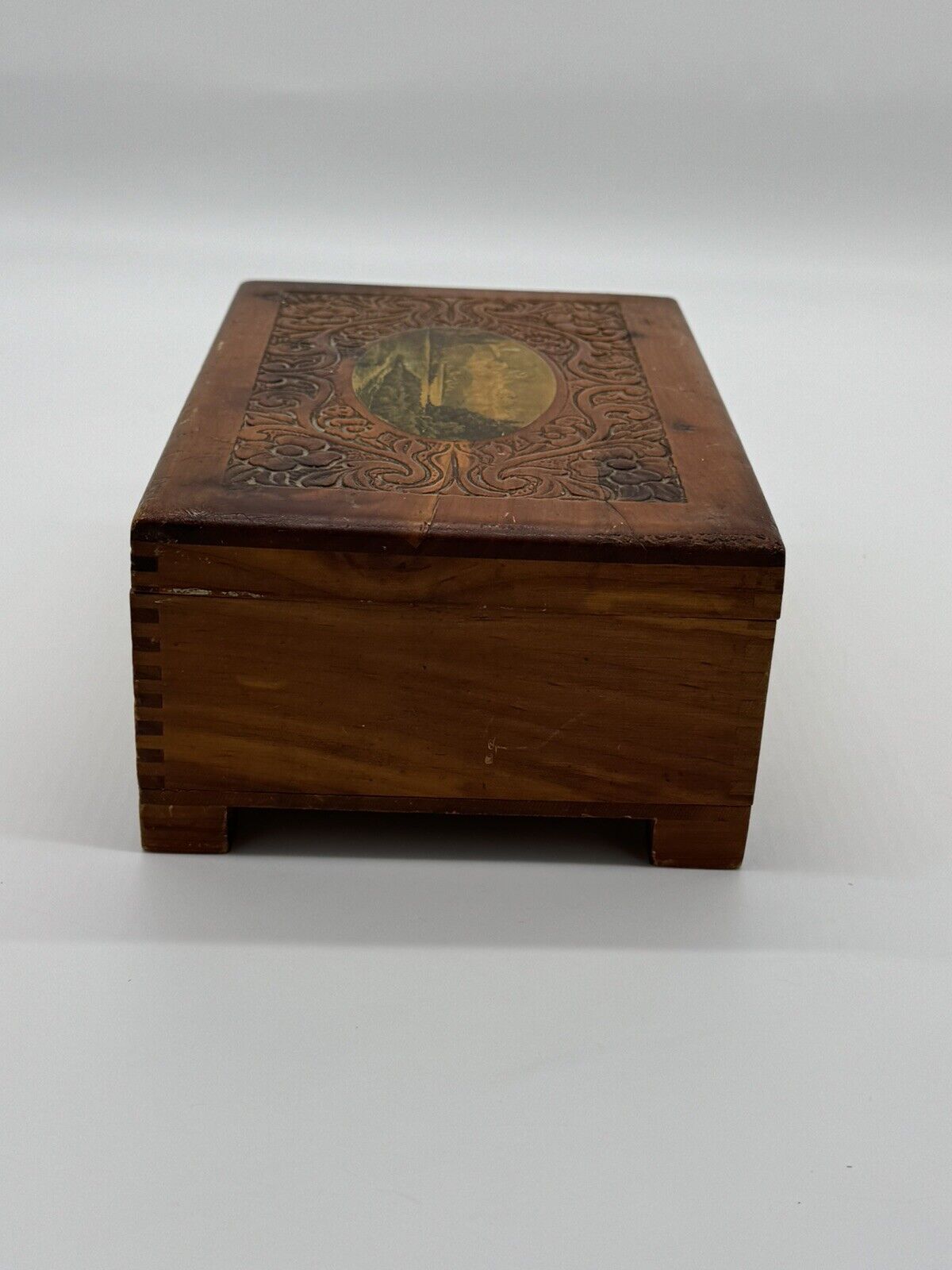 Jewelry Box Wood Box Vintage Storage Keepsake Trinket Dovetail Chest Box