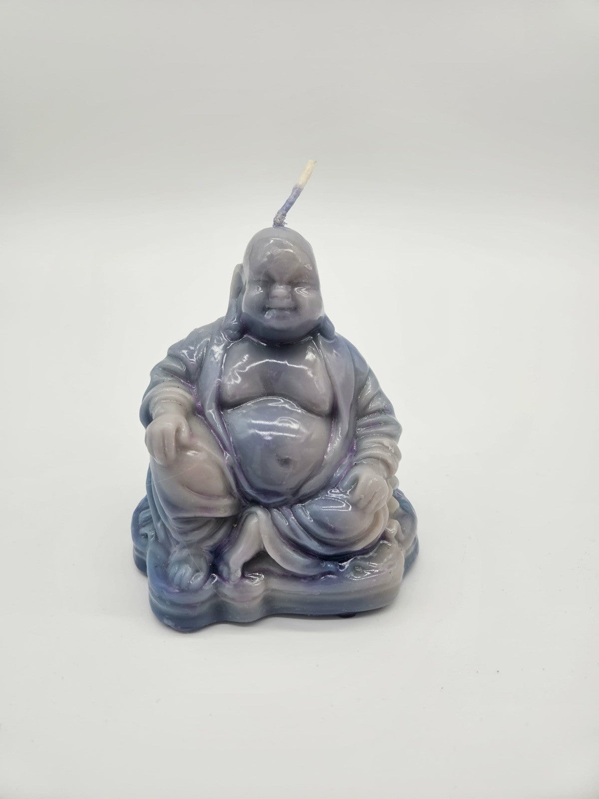 NEW Mario Luca Giusti Ceramic-Look Little Buddha Candle Blue/Grey