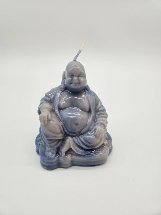 NEW Mario Luca Giusti Ceramic-Look Little Buddha Candle Blue/Grey