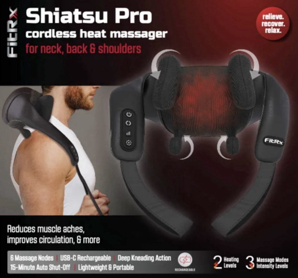 Shiatsu Pro Massager, Cordless Heated, Back, Neck & Shoulder