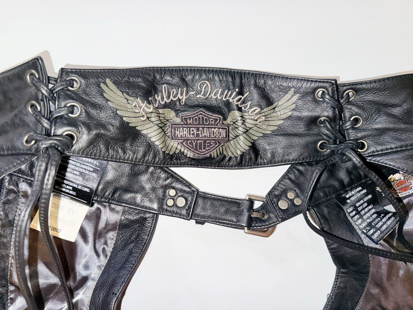Harley-Davidson Women’s Black Leather Motorcycle Chaps ~ Sz XS
