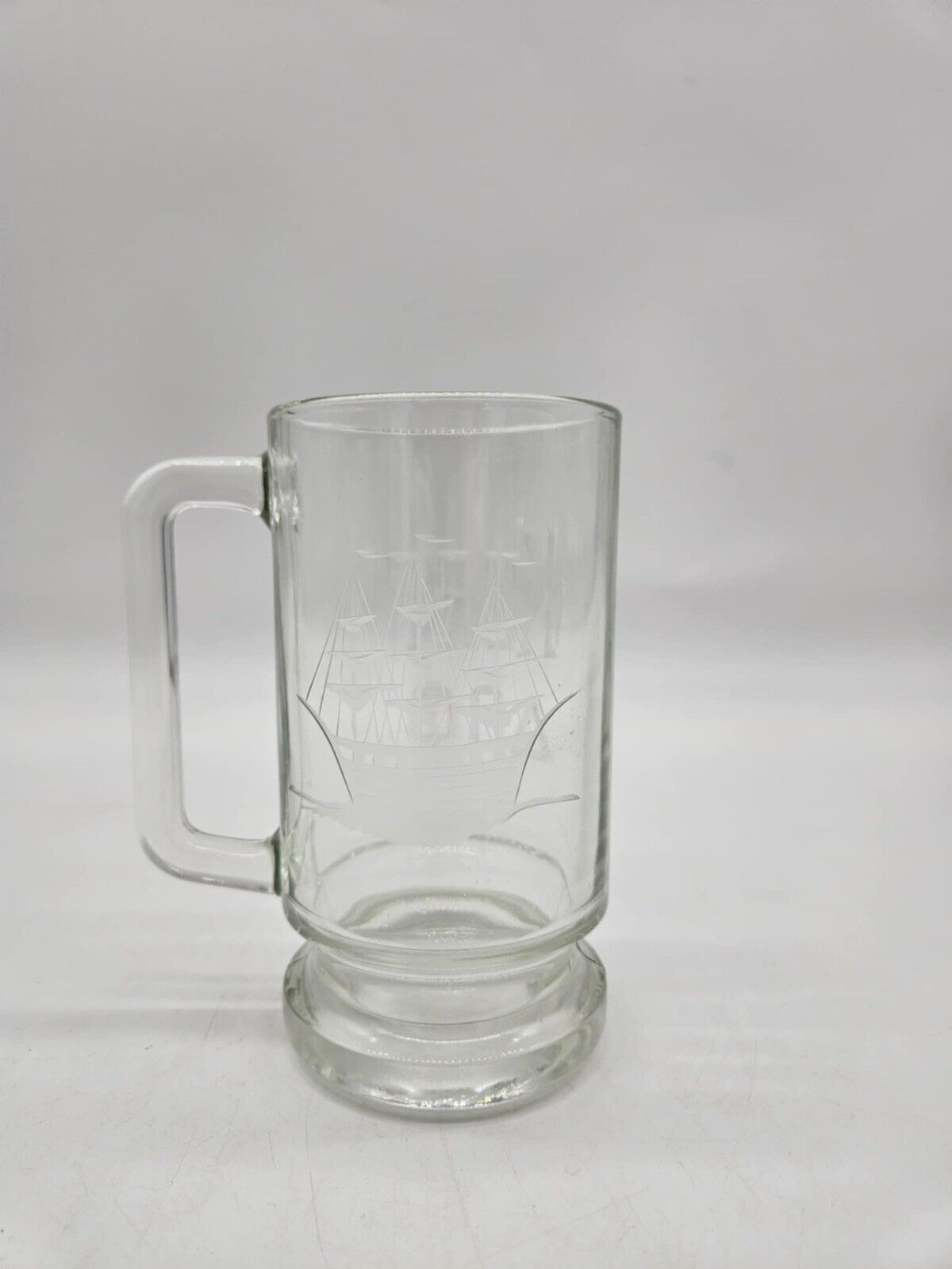 Clipper Ship Etched Glass Beer Mug