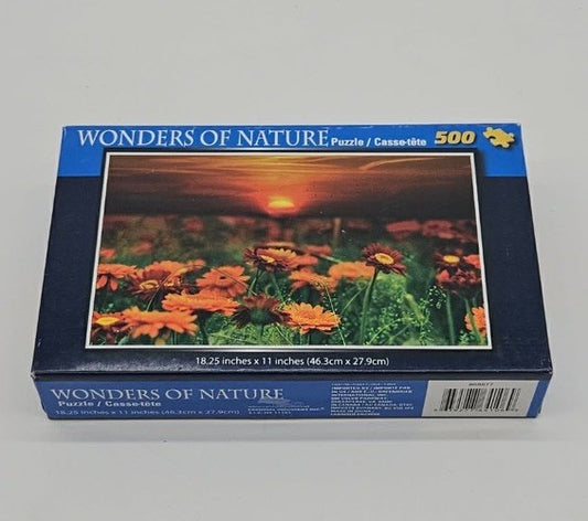 Wonders Of Nature 500 Pc Puzzle 18.25”x11” New, Beautiful Sunset, Cardinal