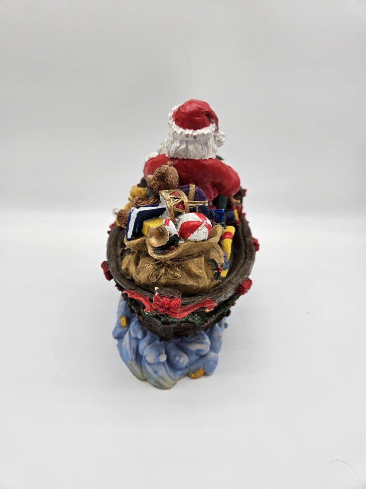 Vintage Santa In Christmas Boat W/ Reindeer & Toys HTF