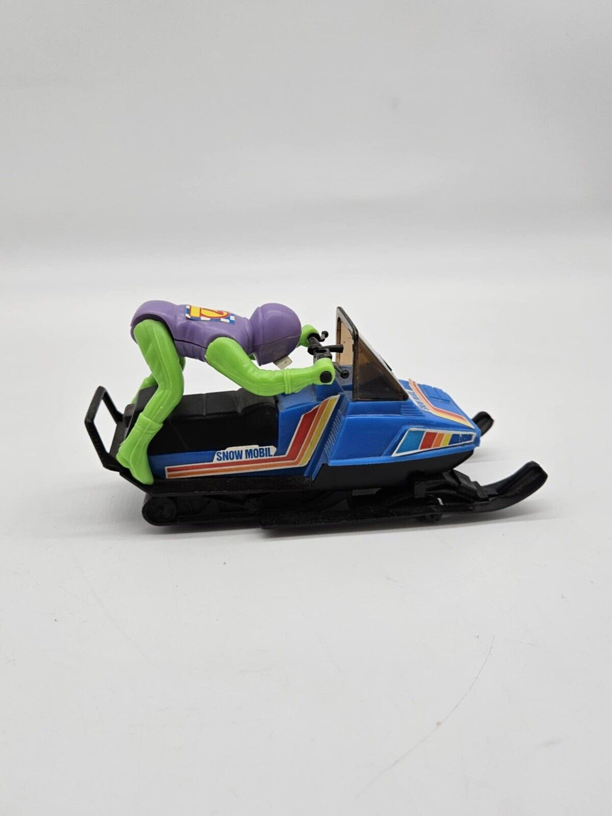 Vintage 6" long Dorney Park Friction Snowmobile Toy W/ Rider