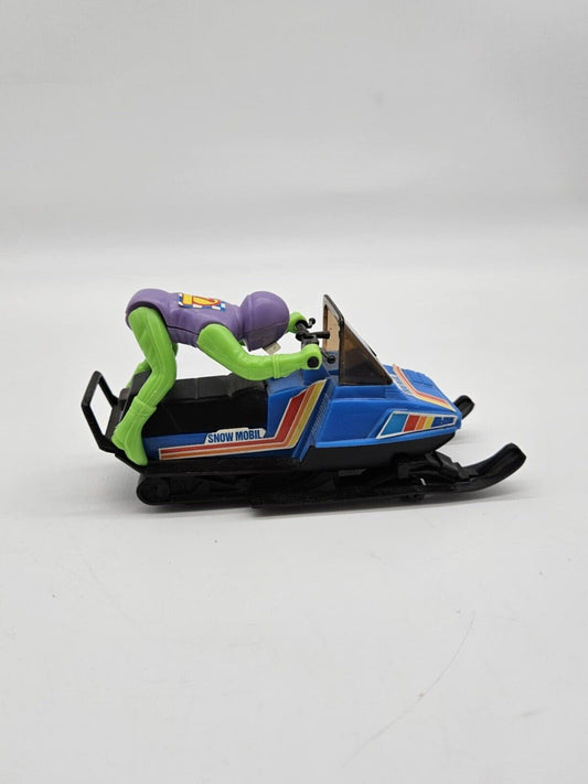 Vintage 6" long Dorney Park Friction Snowmobile Toy W/ Rider