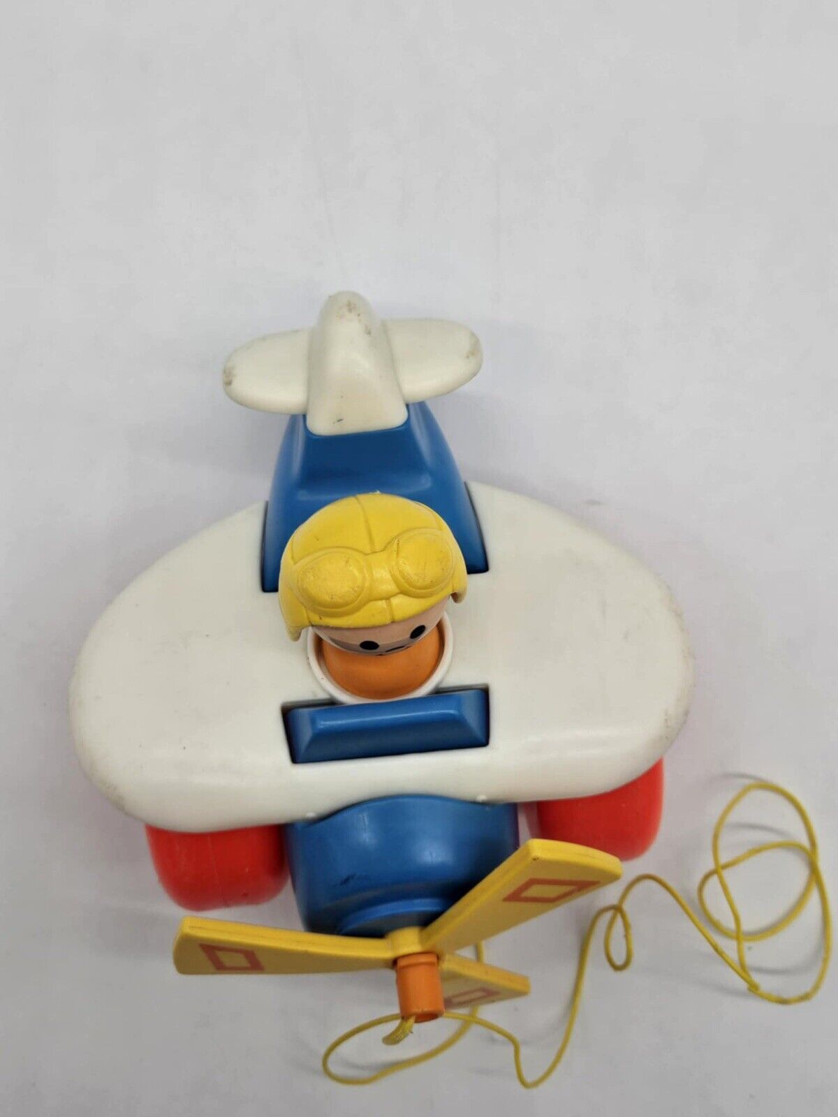 Vintage Fisher Price LITTLE PEOPLE 1980 AIRPLANE PULL TOY Pilot Toddler Plane
