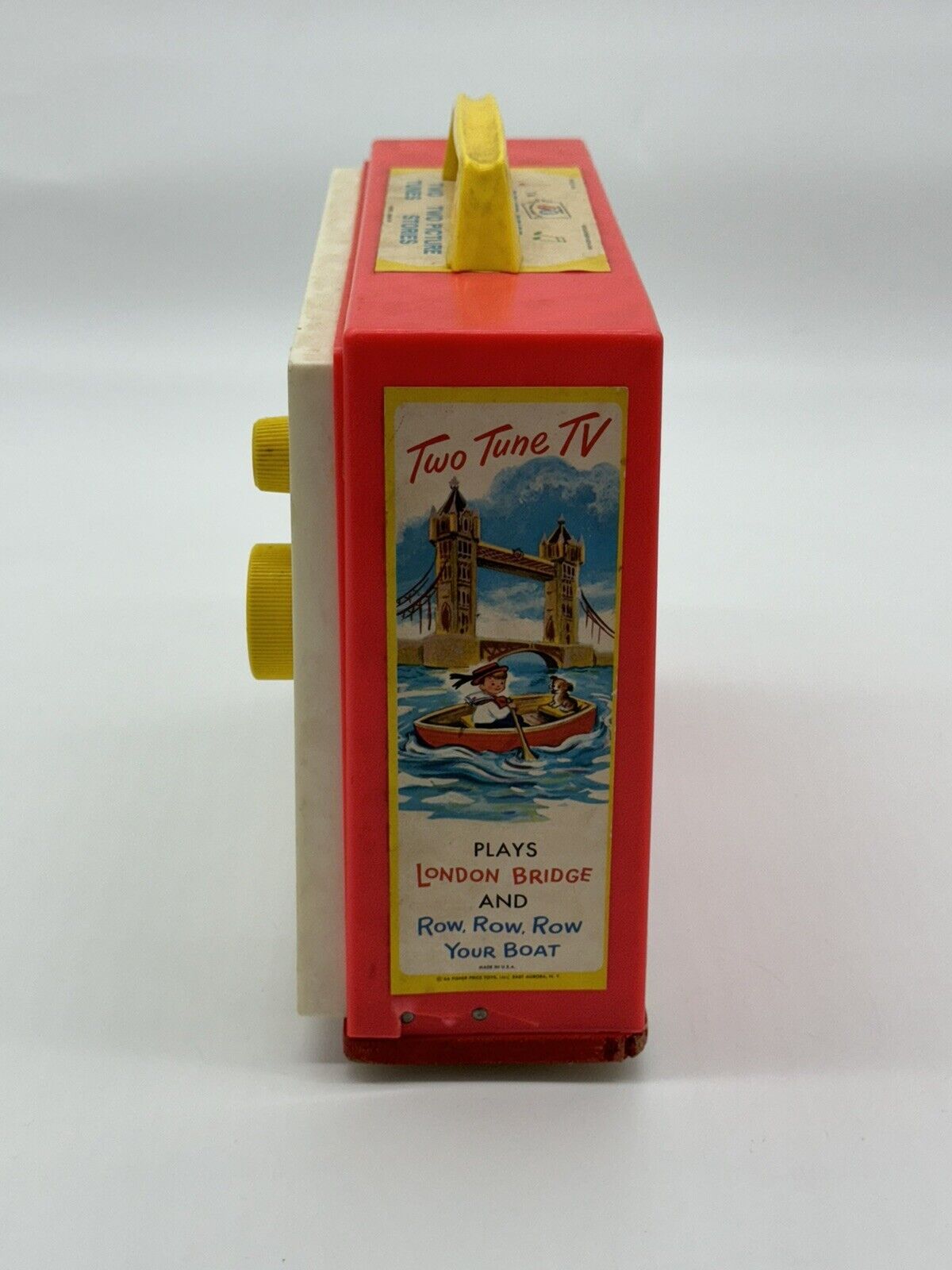 Vintage 1964 Fisher Price Toys GIANT SCREEN MUSIC BOX TV Two Tunes TV - Works