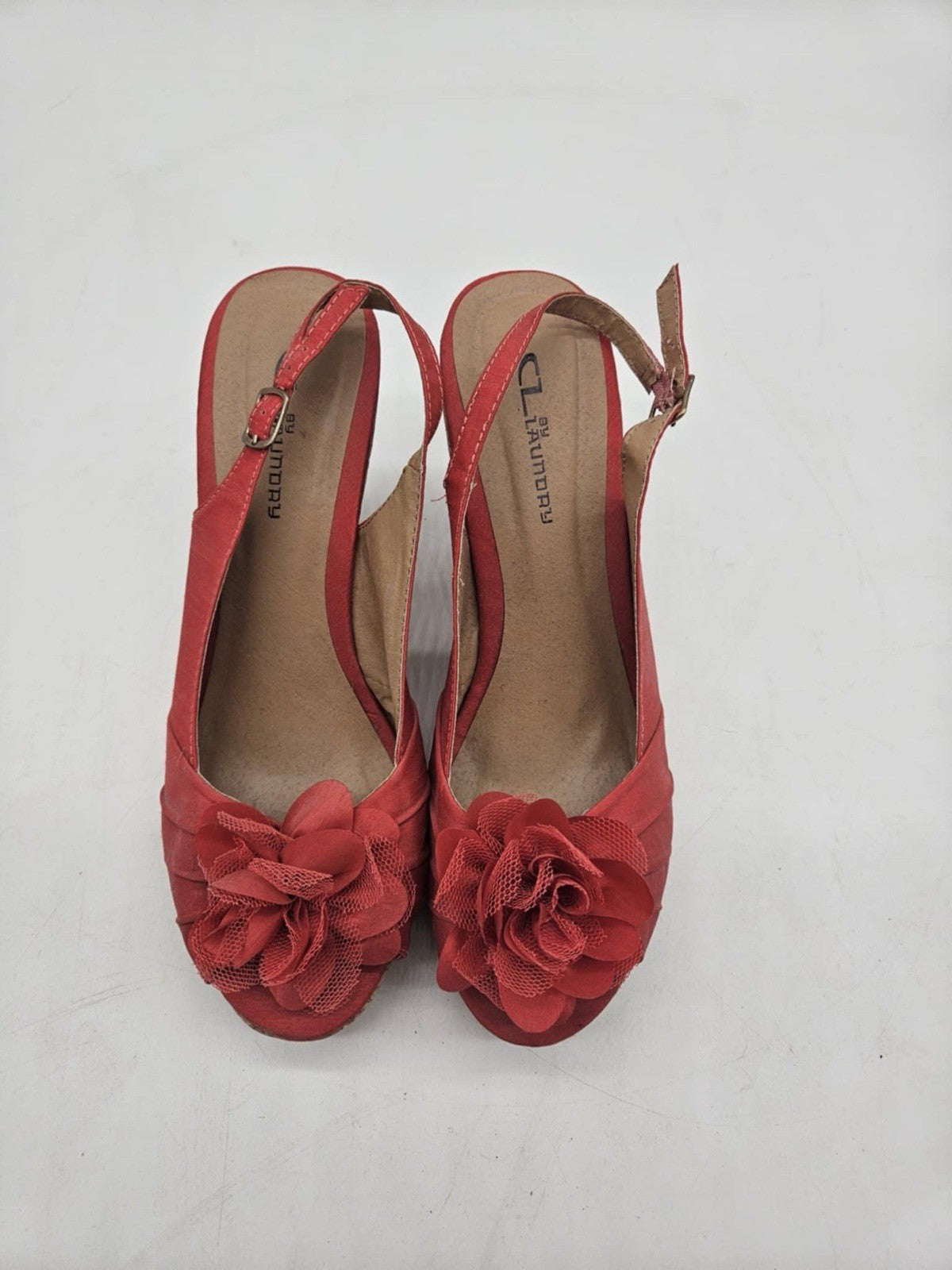 Chinese Laundry | Women’s Red Flower 8.5 Wedge Slingback Sandals
