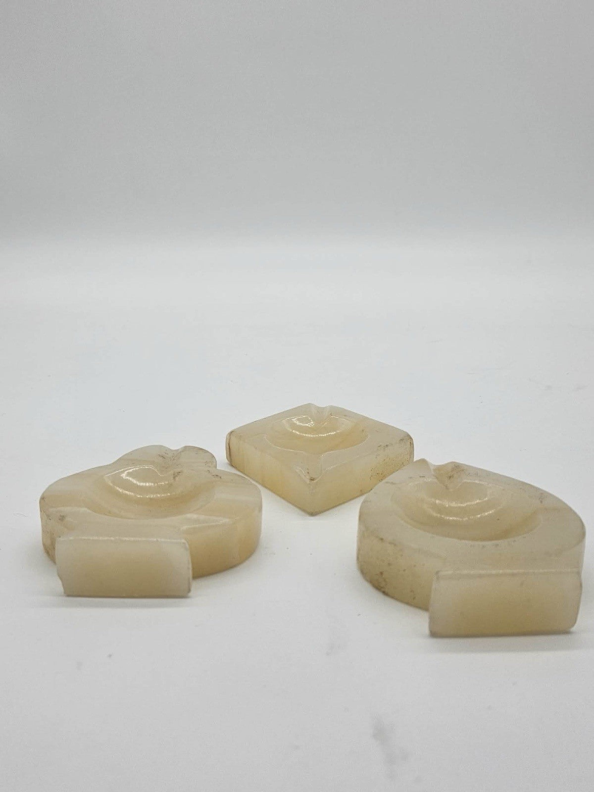 3 Vintage Onyx Ashtrays - Playing Card Spade Diamond Club