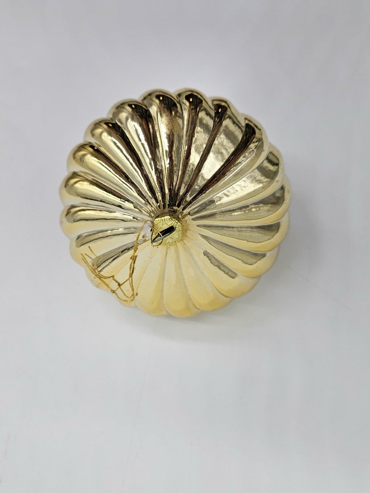 Vintage Gold Ribbed Glass Christmas Ornament
