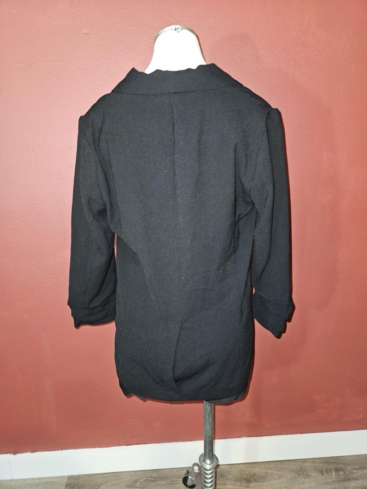 Lauren Conrad Women's 3/4 Sleeve Open Front Blazer Jacket Size S Small Black