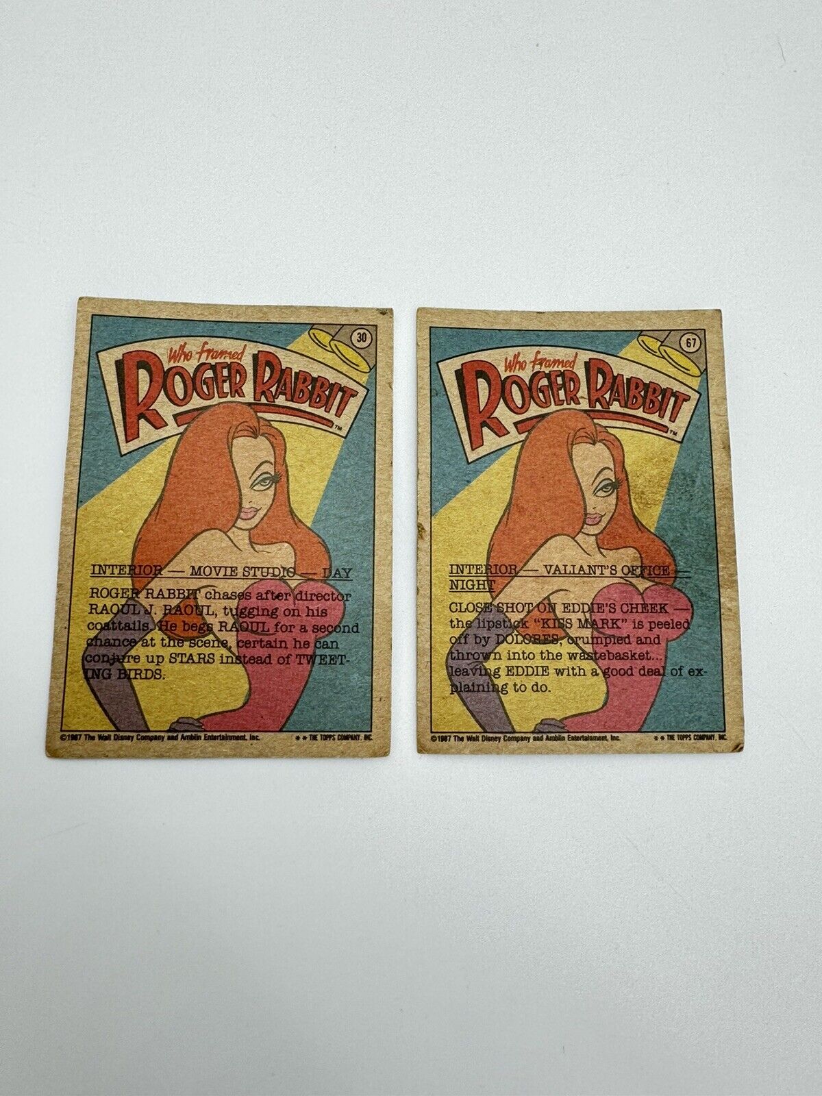 Lot of 6 Vintage 1987 3" Disney Roger Rabbit Figure Character Toys & Cards