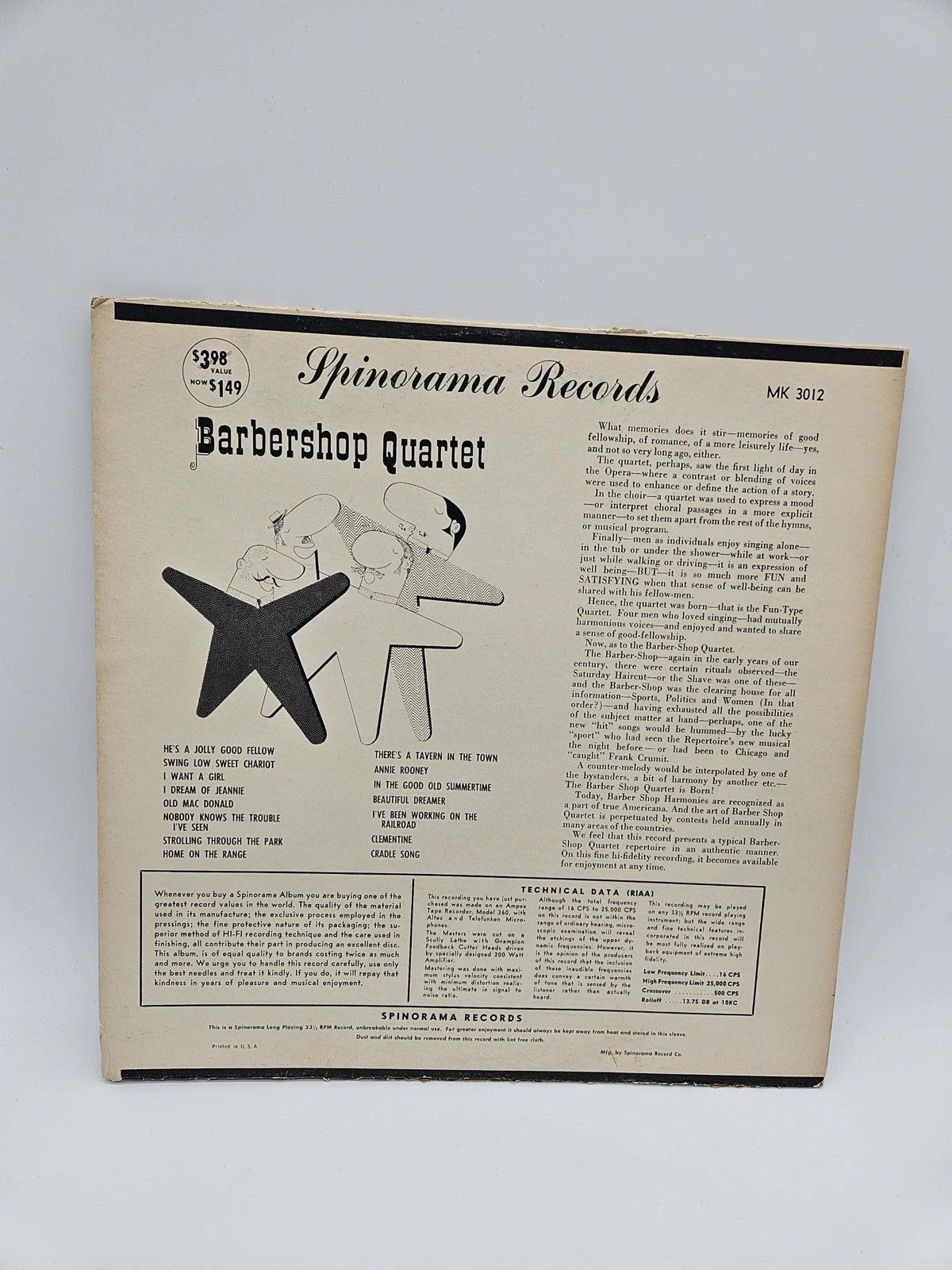 The Top Ten Barbershop Quartets of 1968, Decca Record
