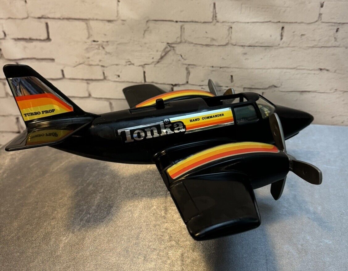 Tonka Hand Commander Airplane Black Turbo Prop Plane FULLY FUNCTIONAL