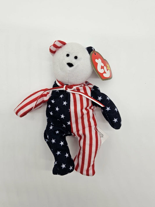 NEW Ty 1999 Teenie Beanie Babies Spangled the Bear Patriotic American Flag