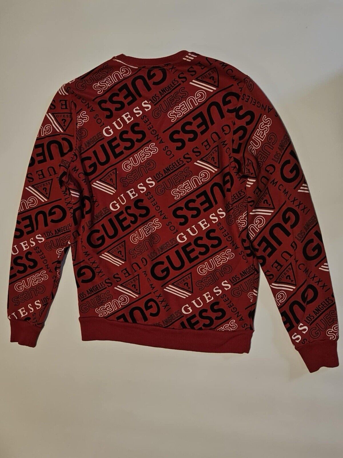 Vintage GUESS Jeans Sweatshirt All Over Print Logo Spell Out Size M