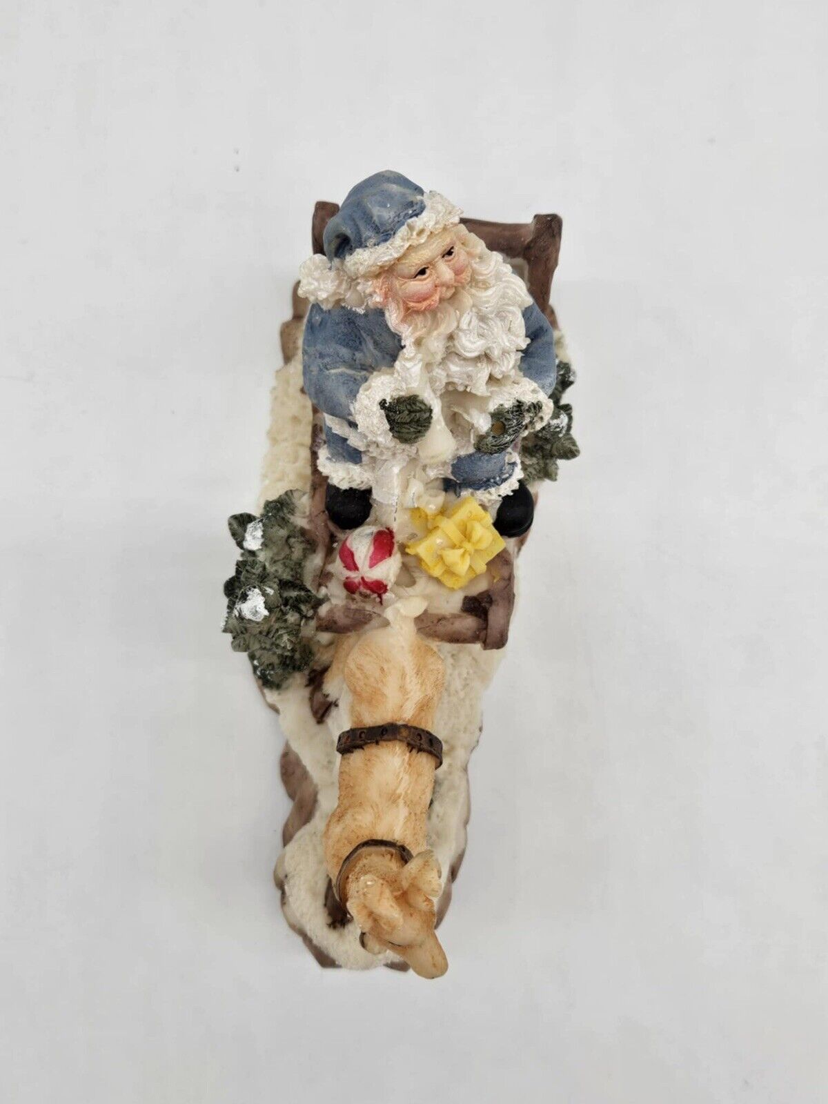 Vintage Santa Sled Snow Reindeer Sack Gifts Christmas Figurine Ornament