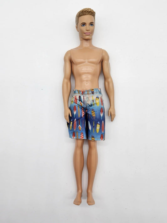 Ken Barbie Mattel Doll 2012 molded hair swimsuits Brunette EUC C383G