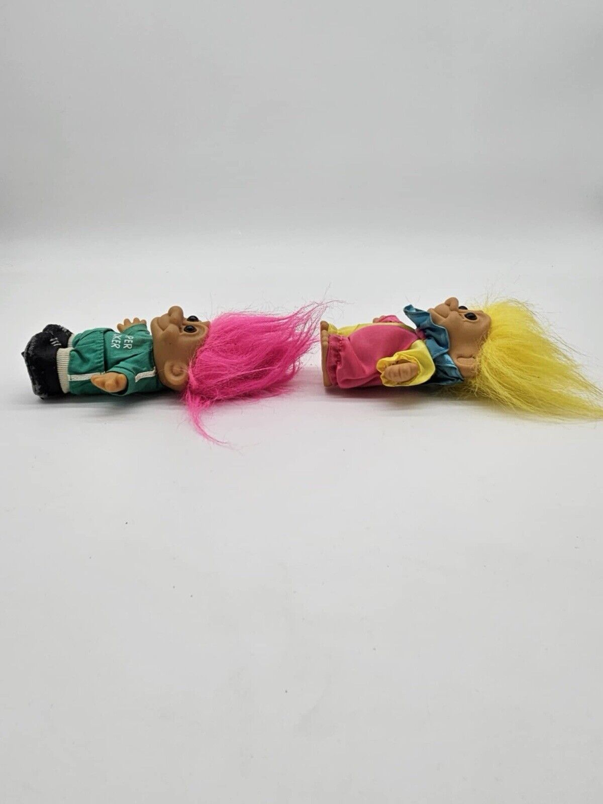 Vintage RUSS 4" Troll Doll Set of 2 Clown & Super Kicker Soccer Player 1980s