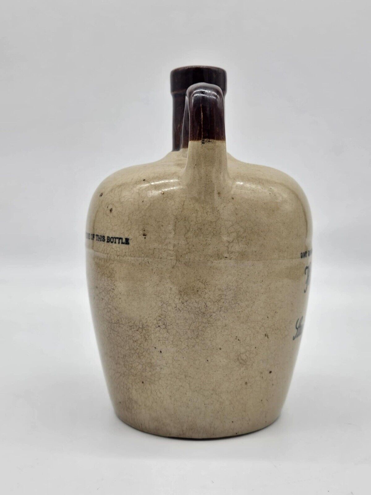 Vtg. Stoneware/Pottery - Hannah & Hogg 1/2 Pint Bourbon Whiskey Jug