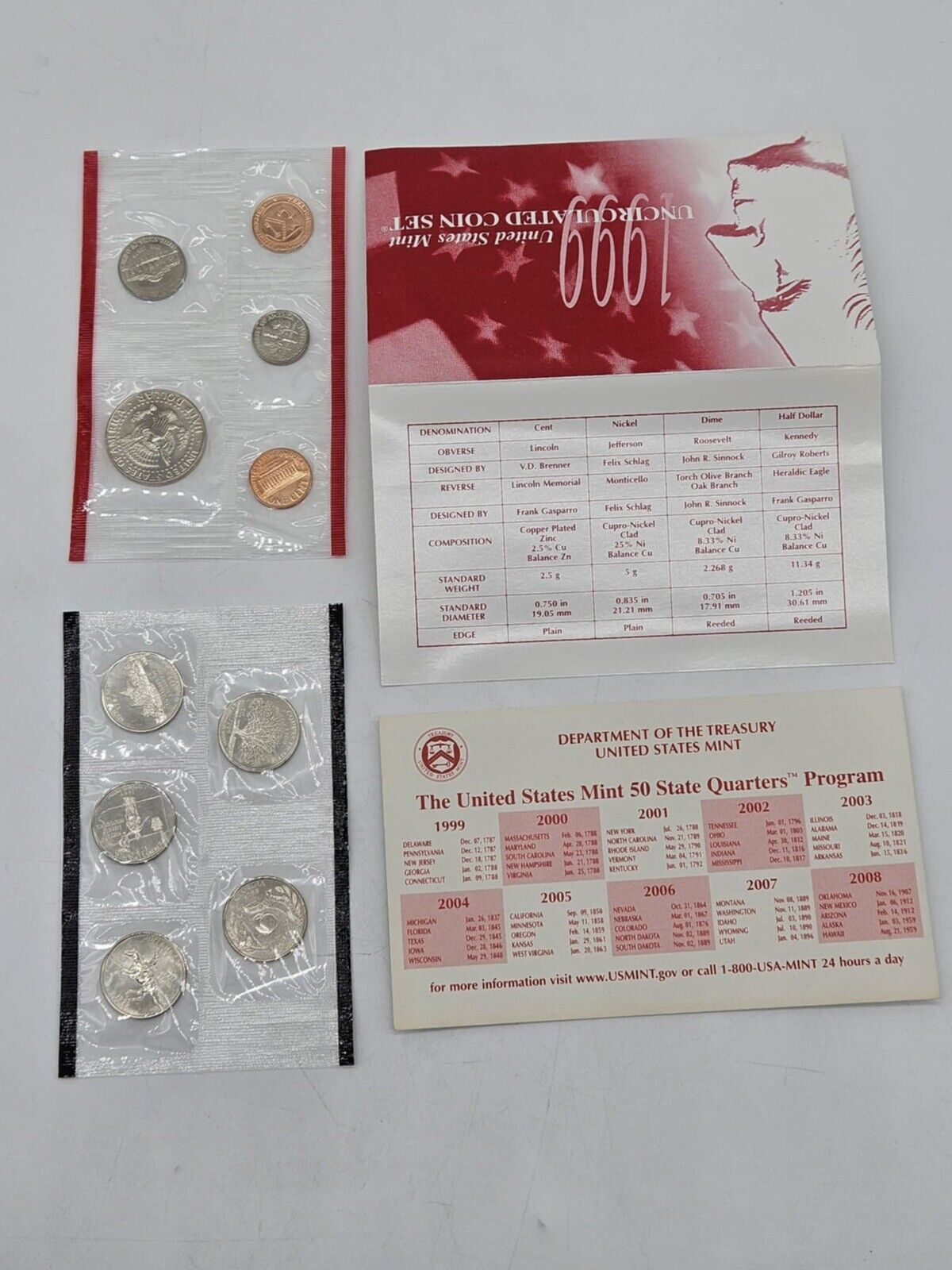 Lot of 6 1999 Uncirculated Coin Set U.S Mint Original Government Packaging JB01