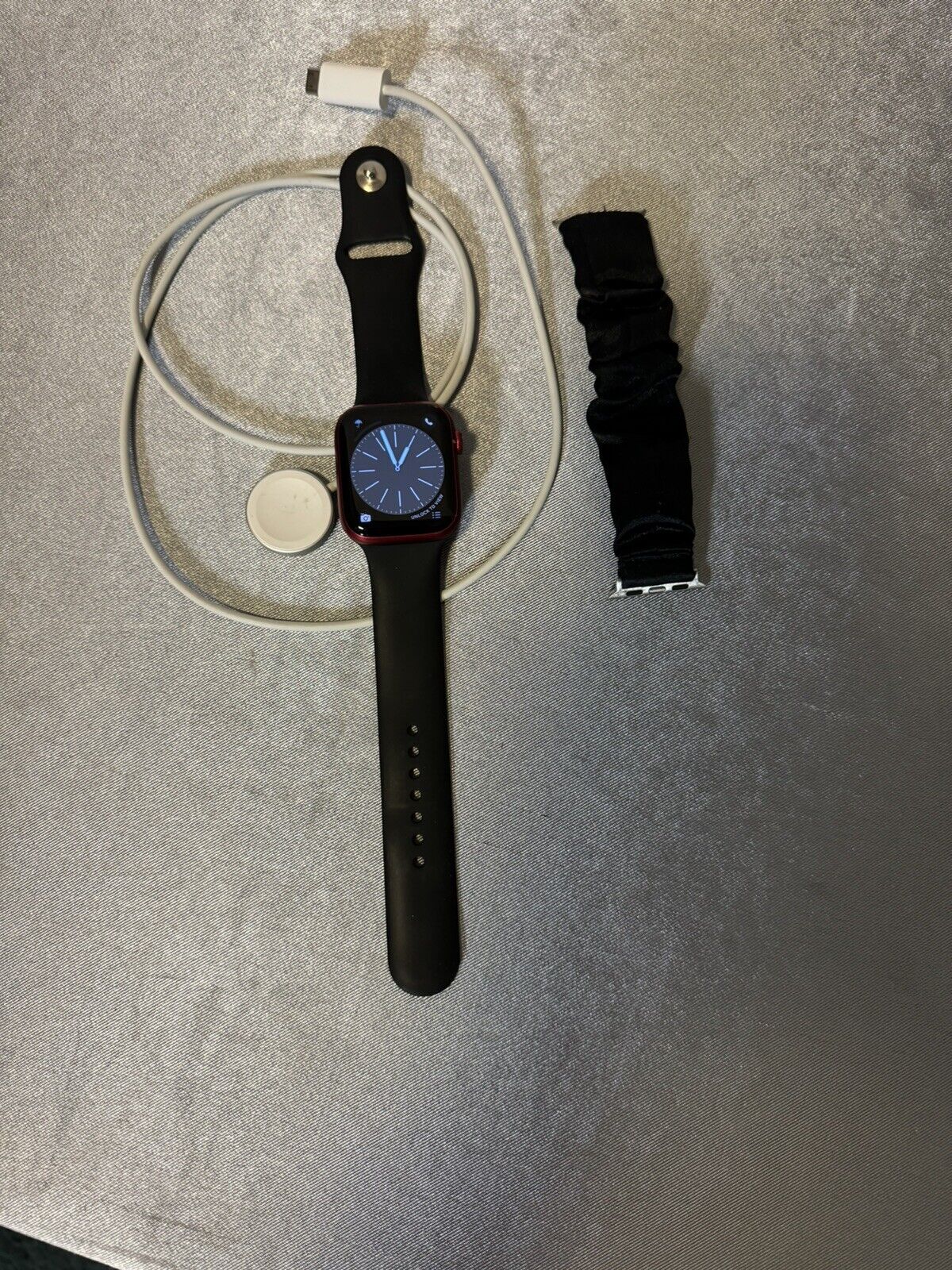 Apple Watch Series 7 45mm Red Aluminum Case with Black Sport Band & Cord JWL