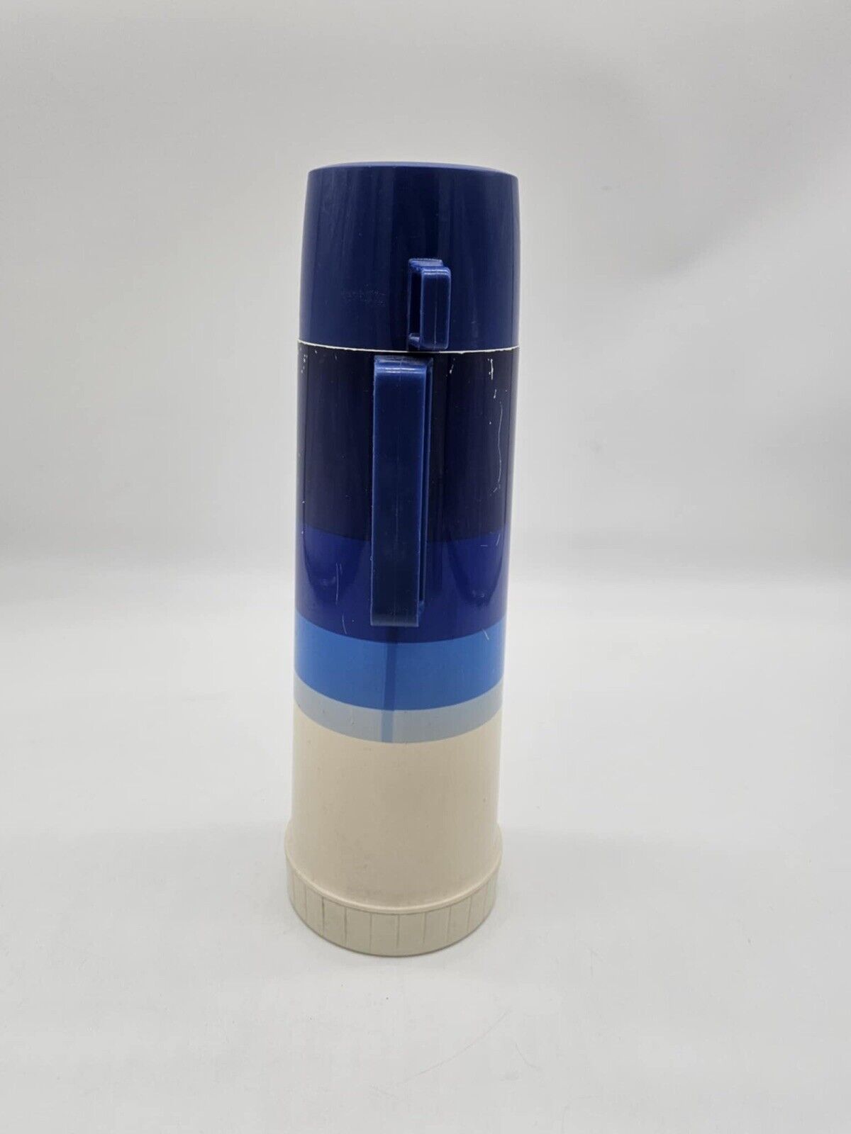 Vintage 1970's Ombre Blue Thermos Insulated Vacuum Bottle King Seely holds 14oz