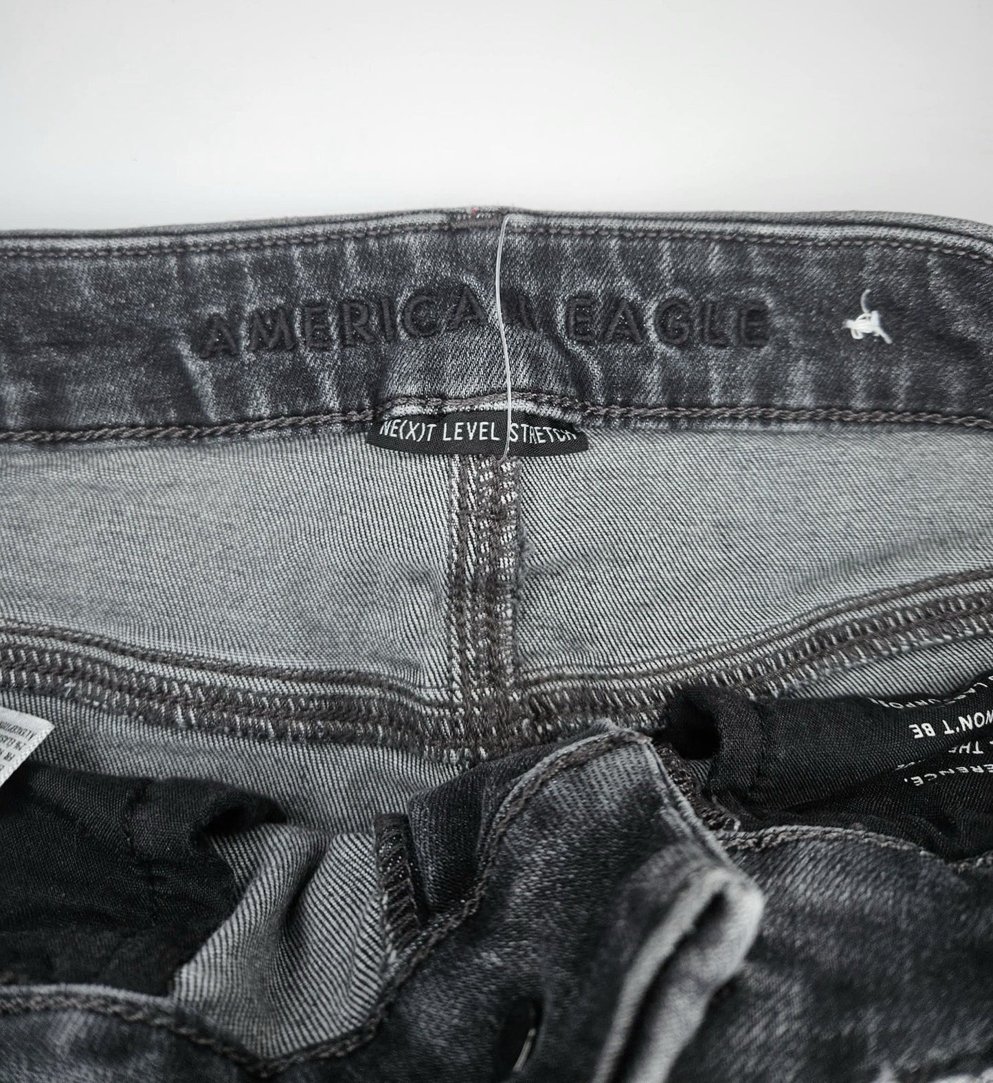American Eagle Next Level Stretch Gray Distressed Skinny Denim Jeans Size 4