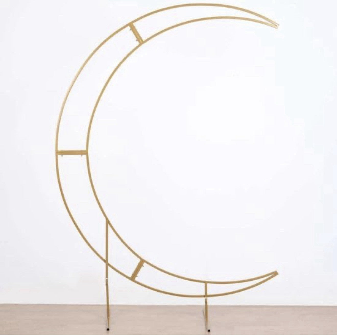 GOLD 7.5 ft Crescent Moon Metal Floral Display Frame Arch BACKDROP STAND Party