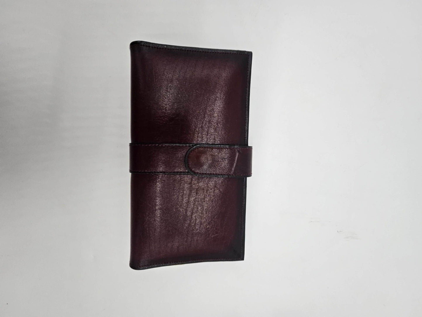 NEW VINTAGE LARGE BARONET CHECKBOOK TRIFOLD WALLET ORGANIZER BURGUNDY LEATHER