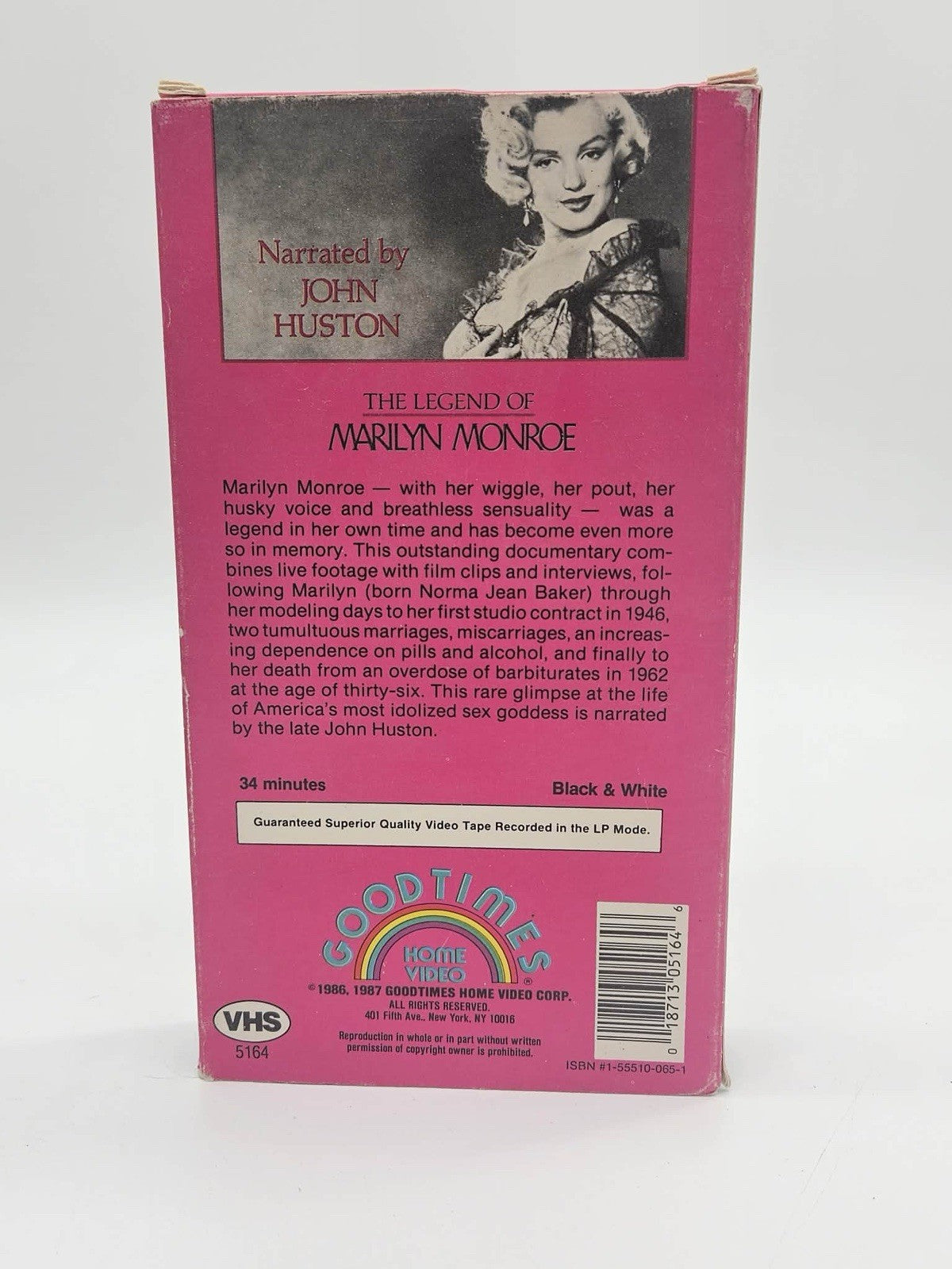 Marilyn Monroe The Legend Of. VHS Tape Very Good Condition