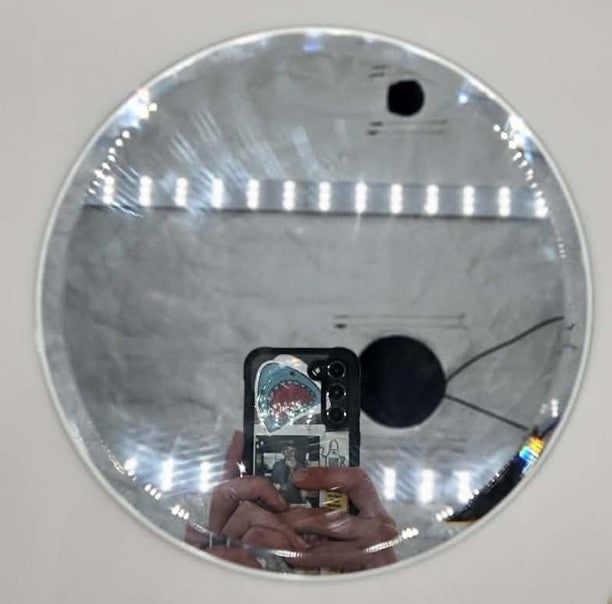 Round Decorative Mirror Candle Plate Trivet Silver Glass 8 Inch Home Decor
