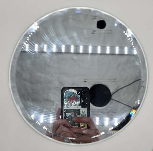Round Decorative Mirror Candle Plate Trivet Silver Glass 8 Inch Home Decor